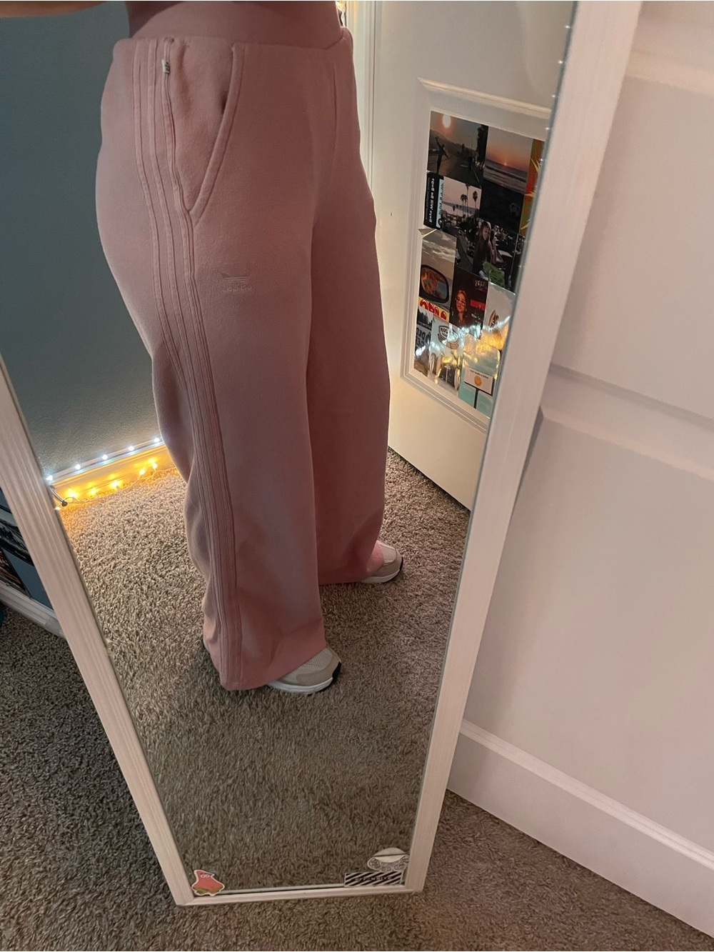 Adidas Wide-Leg Fleece Pink Pants
